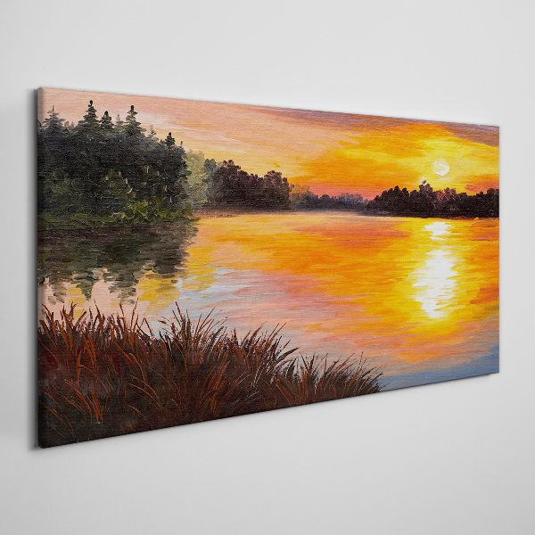 Sunset over the lake Print on canvas
