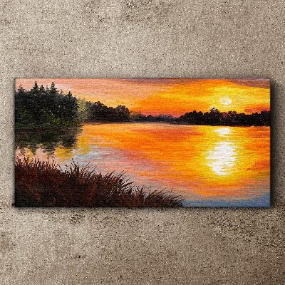 Sunset over the lake Print on canvas