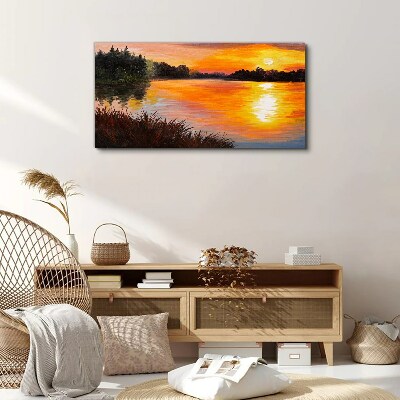 Sunset over the lake Print on canvas