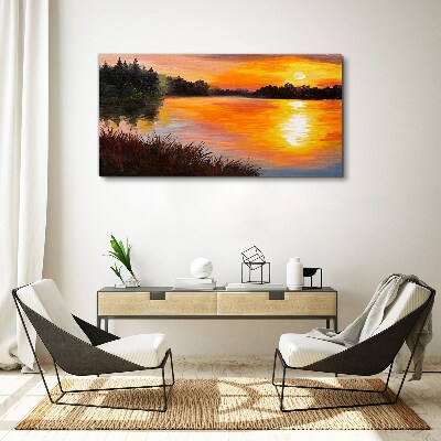 Sunset over the lake Print on canvas