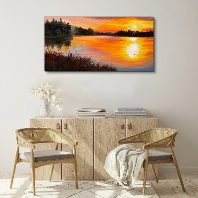 Sunset over the lake Print on canvas