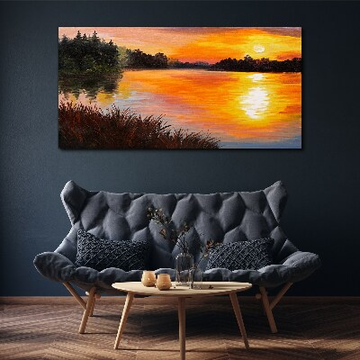 Sunset over the lake Print on canvas