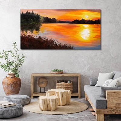 Sunset over the lake Print on canvas
