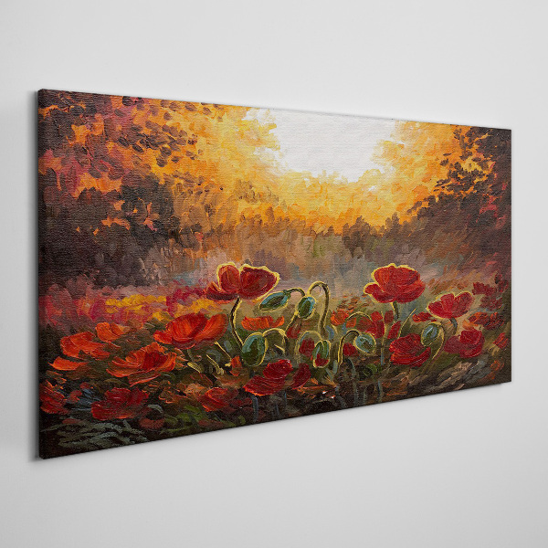 Golden poppies in the morning light Print on canvas