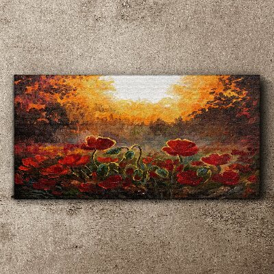 Golden poppies in the morning light Print on canvas