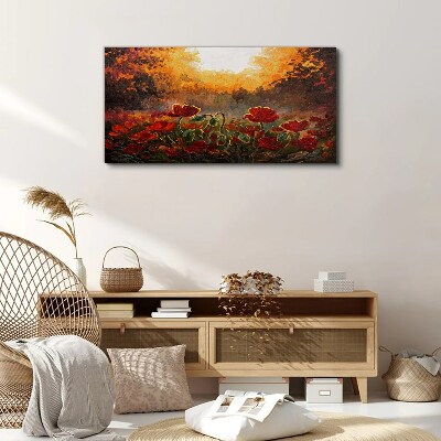 Golden poppies in the morning light Print on canvas