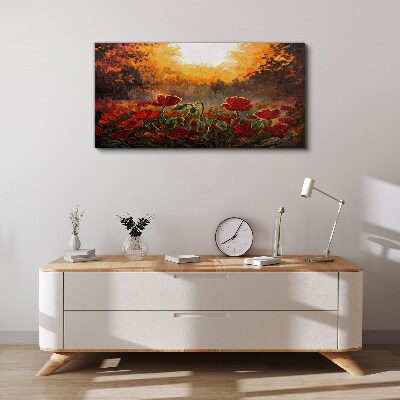 Golden poppies in the morning light Print on canvas