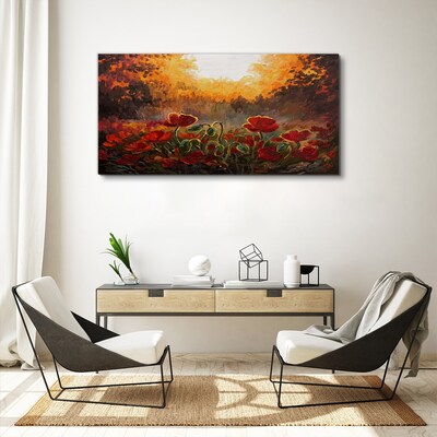 Golden poppies in the morning light Print on canvas