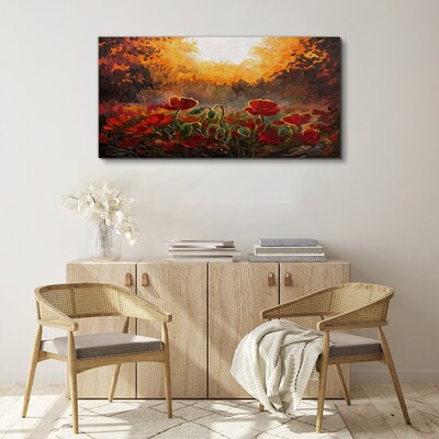 Golden poppies in the morning light Print on canvas