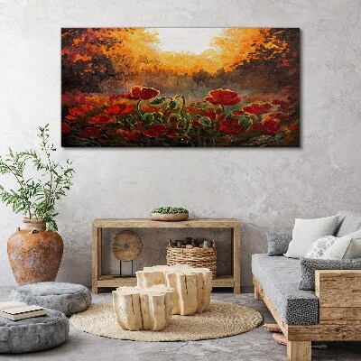 Golden poppies in the morning light Print on canvas