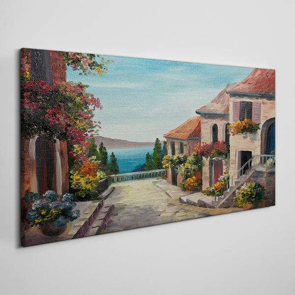 A charming seaside street Print on canvas