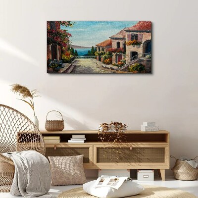 A charming seaside street Print on canvas