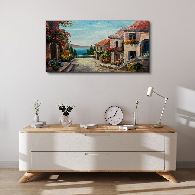 A charming seaside street Print on canvas