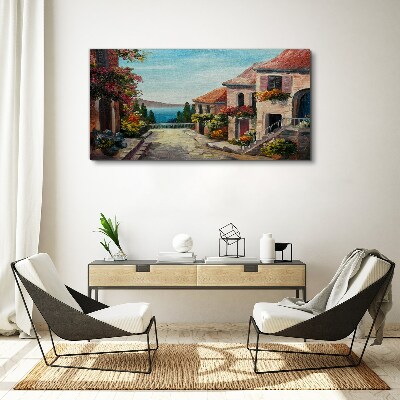 A charming seaside street Print on canvas