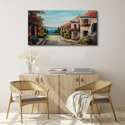 A charming seaside street Print on canvas