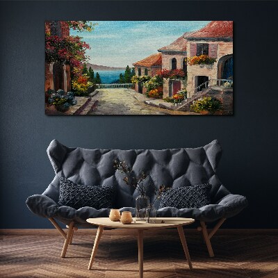 A charming seaside street Print on canvas