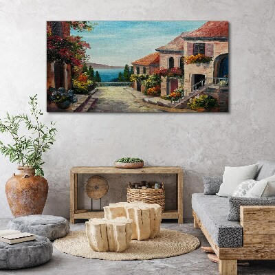 A charming seaside street Print on canvas