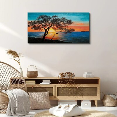 Sunset over the lake Canvas wall art