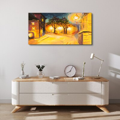 Golden evening in the city Canvas wall art
