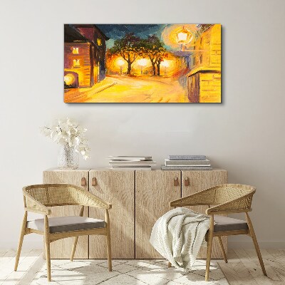Golden evening in the city Canvas wall art