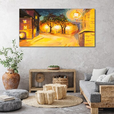 Golden evening in the city Canvas wall art
