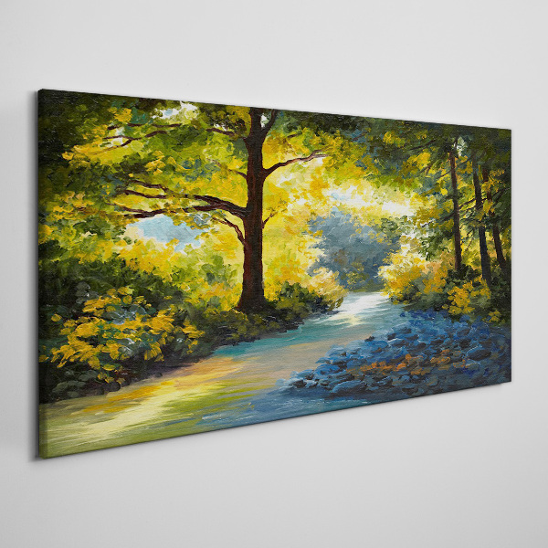 Golden light in the forest scenery Canvas wall art