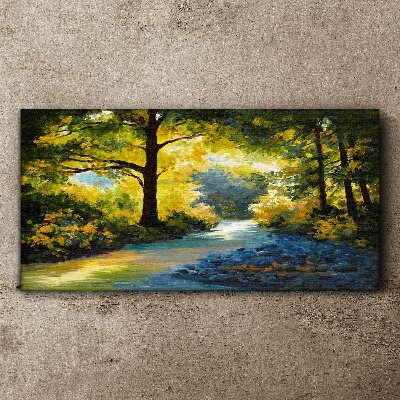 Golden light in the forest scenery Canvas wall art