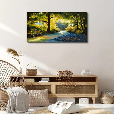 Golden light in the forest scenery Canvas wall art