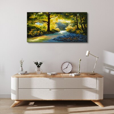 Golden light in the forest scenery Canvas wall art