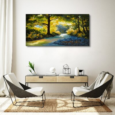 Golden light in the forest scenery Canvas wall art