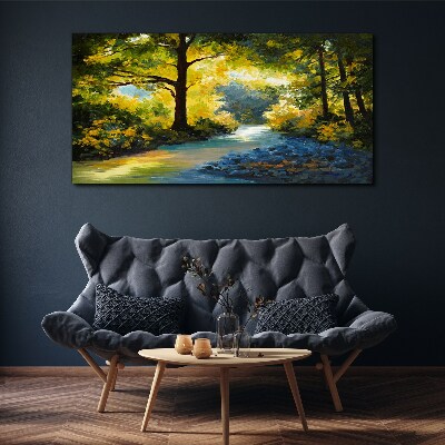 Golden light in the forest scenery Canvas wall art