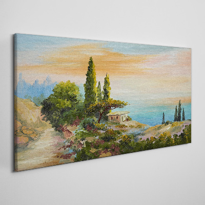 Tree coast sunset Canvas print