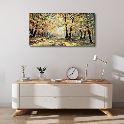 Golden forest in autumn aura Print on canvas