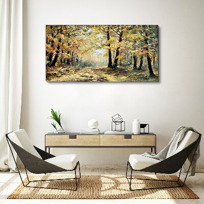 Golden forest in autumn aura Print on canvas