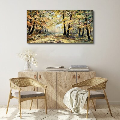 Golden forest in autumn aura Print on canvas