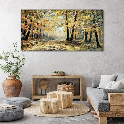 Golden forest in autumn aura Print on canvas