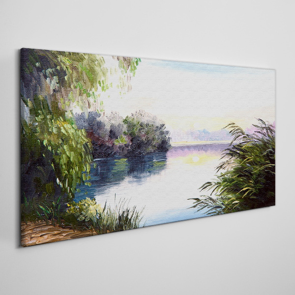 A peaceful landscape by the river Canvas wall art