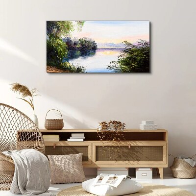 A peaceful landscape by the river Canvas wall art