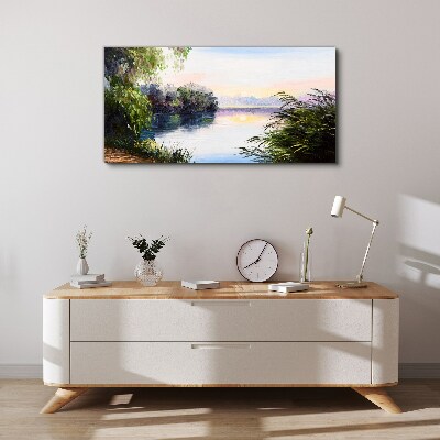 A peaceful landscape by the river Canvas wall art