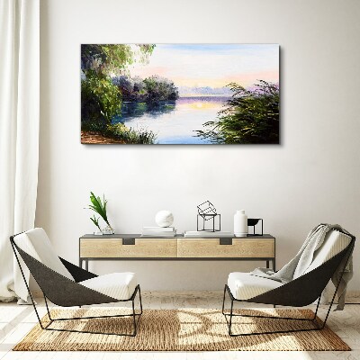 A peaceful landscape by the river Canvas wall art