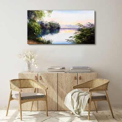 A peaceful landscape by the river Canvas wall art