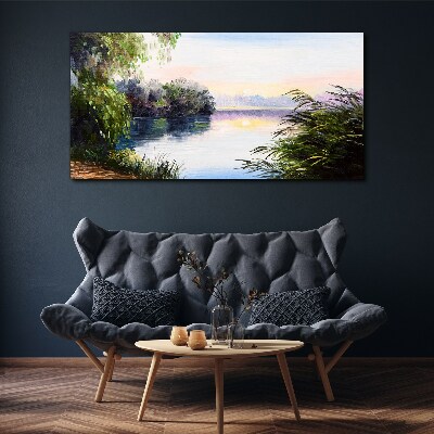 A peaceful landscape by the river Canvas wall art