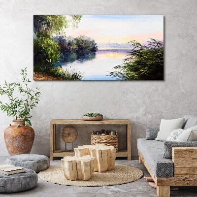 A peaceful landscape by the river Canvas wall art