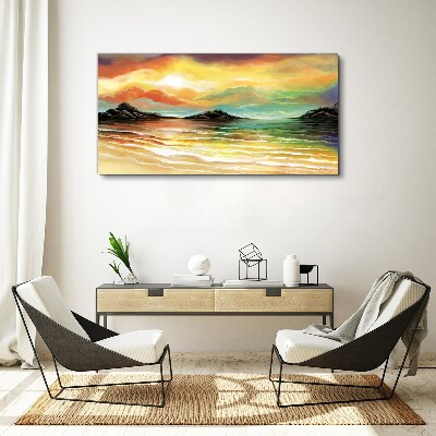 Abstract waves sunset Canvas Wall art