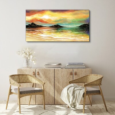 Abstract waves sunset Canvas Wall art