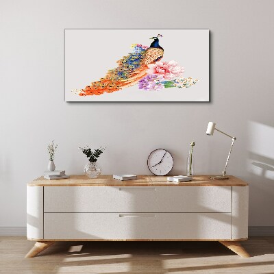 Peacocks among flowers Canvas wall art