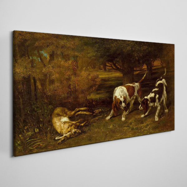 Dogs in the forest Print on canvas