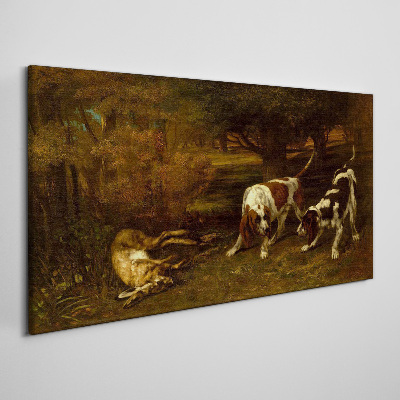 Dogs in the forest Print on canvas