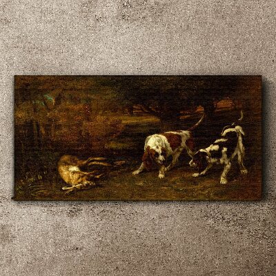 Dogs in the forest Print on canvas