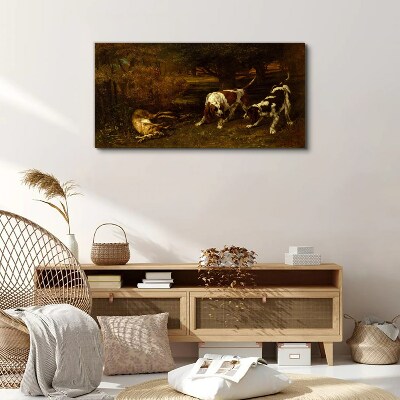 Dogs in the forest Print on canvas